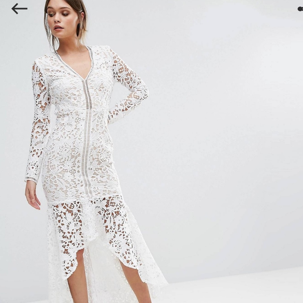Love Triangle white lace long sleeve dress